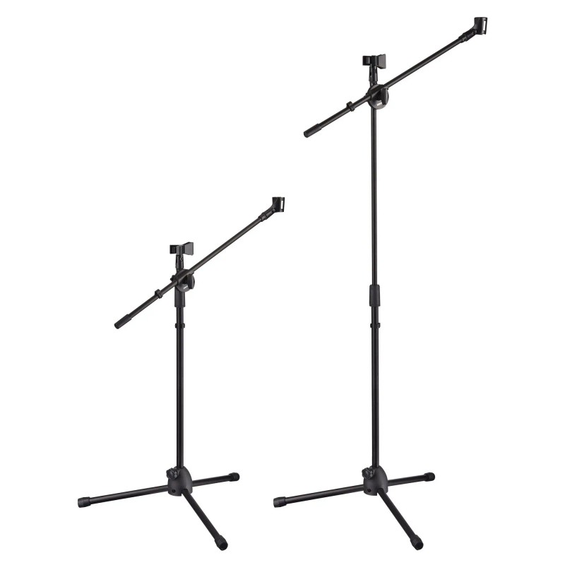 Black Mic Stand with Boom Arm Dual Microphone Holder Model