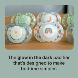 Tommee Tippee Tommee Tippee Nighttime pacifiers, 18-36 months, 6 pack of glow in the dark pacifiers with symmetrical silicone baglet
