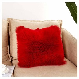 SHTGOI Faux Fur Cushion Covers, Fluffy Long Hair Cushion Cover, Decorative Single Sided Fur Sofa Cushion Cover, Super Soft Decorative Cushion Covers, Couch Cushion Covers for Sofa, Chair, Bed, 45 x 45