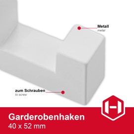 Gedotec Tetris Coat Hook | 1 Piece - Hat Hook Square | Single Hook White | Coat Hook 40 x 52 mm | Wall Hook Wardrobe Invisible | Design Coat Hook Including Mounting Material