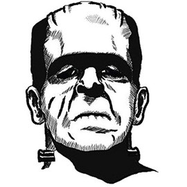 Frankenstein Monster Bumper Sticker Helmet Sticker Black and White