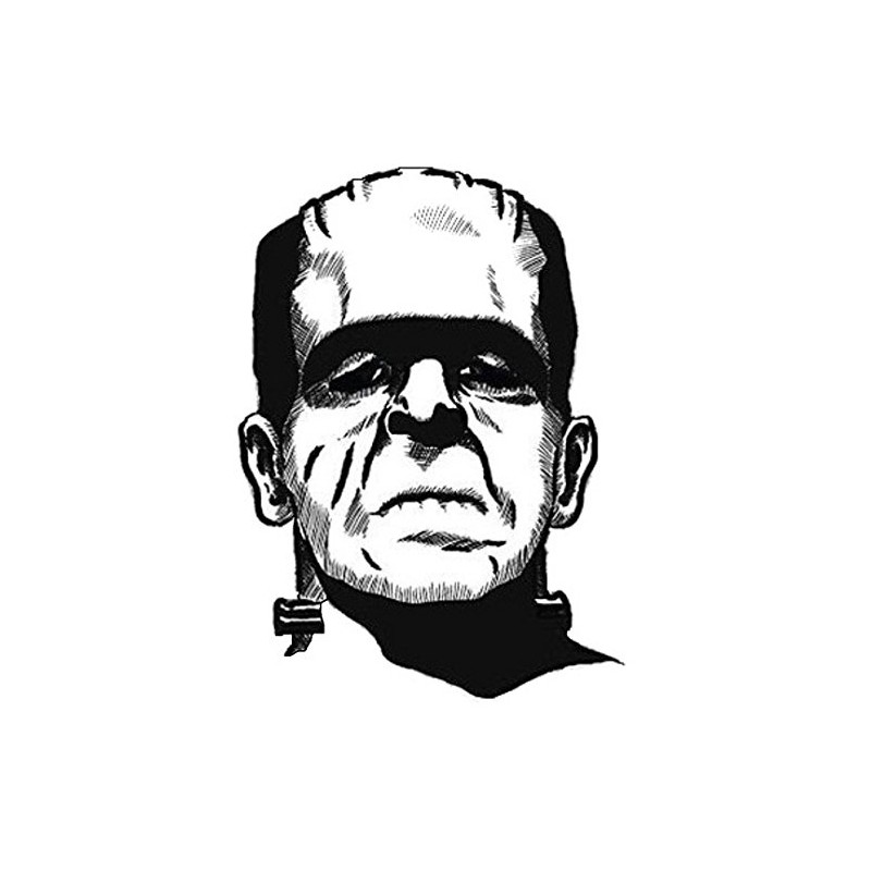 Frankenstein Monster Bumper Sticker Helmet Sticker Black and White