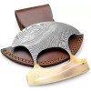 Wild Turkey Handmade Damascus Chef Kitchen Ulu Knife Real Damascus