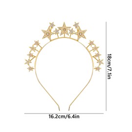 Star Headbands for Women Girls, Bling Shining Reinstone Christmas Headband Star Headband Crown Star Rhinestone Hair Hoop Wedding Hair Accessories for New Year Party Festival Prop Y4XXFG (Gold)