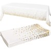 4 Pack Disposable Plastic Tablecloth, Gold Stamping Dot Rectangular Table