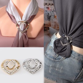 Shirt Ties Clips for Women T-shirt Heart Scarf Brooches Silk Scarf Pins Crystal Buckle Brooch Girls Decoration Accessories, Adjustable, Metal, other
