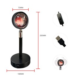 GY Sunset lamp 4 Colors Sunset Projection Lamp 5W Sunset Light for Home Decor 360° Rotating Romantic Vision Mood Light Suitable for Photography, Selfie, Living Room Decoration