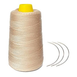 Young Hair Thick Human Hair Sewing Thread with 3pcs Curl Needles Wig Making Thread 1000 Yards (Blonde) 140g