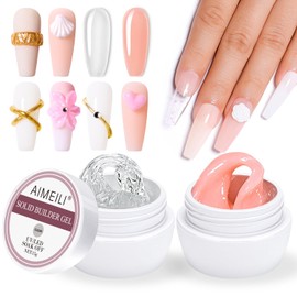 AIMEILI Solid Nail Gel for Gel Nails Set Clear Nude Solid Nail Extension Builder Gel Set