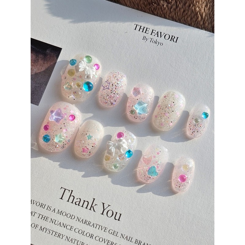 Shining Bubble [Handmade Nail Tip] Emily Nail - Oval /