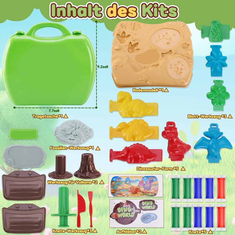 VBACALA Dough Set for Children, Dinosaur Children's Clay with Clay