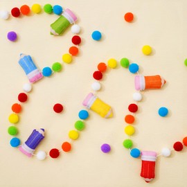 JarThenaAMCS 8.2Ft Back to School Felt Banner 3D Rainbow Pencil Garland Colorful Pom Ball Hanging Banner for Kindergarten First Day of School Classroom Home Wall Decor