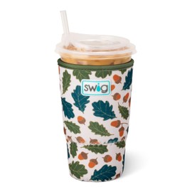 Swig Life Large Iced Cup Coolie, Standard 22oz Iced Coffee Cup Insulator Sleeve with Handle, Neoprene Insulated Coolie Keeps Drinks Cold (Autumn Breeze)