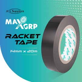 JFA Supplies Black Racket Grip Finishing Tape - Cricket, Tennis, Badminton, Squash and Hockey Grip Finishing Tape - 14mm x 20m - Pack of 1