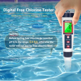 ORAPXI Pool Salt Tester Free Chlorine Tester Digital Chlorine pH Tester Salt Meter for Pool 7 in 1 pH Salt Free Chlorine ORP TDS EC Pool Water Tester for Swimming Pool Hot Tub Hydroponics Aquariums