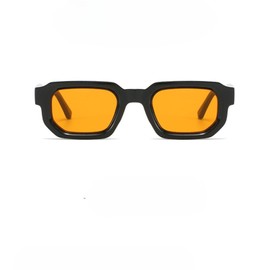 QVKUUT Vintage Rectangular Sunglasses for Women Men Rectangle Sunglasses Retro Glasses, black/orange