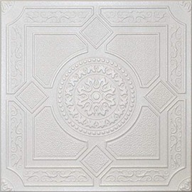 White Styrofoam Decorative Ceiling Tile Lima (Package of 8 Tiles) - Other Sellers Call This Kensington Gardense and R30
