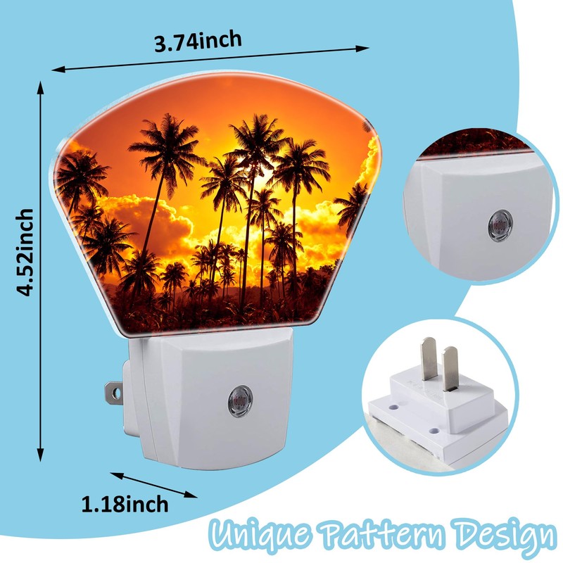 AKKAVNIA Coconut Palms Night Light Plug-in Wall Decorative Night Lamp