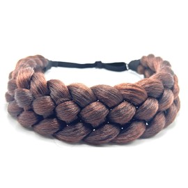 TOECWEGR Diadema trenzada clásica gruesa, gruesa, gruesa, gruesa, gruesa, gruesa, trenzada, elástica, sintética, accesorio de belleza para mujer (FZ marrón oscuro)