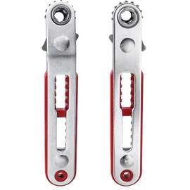 Treki Mini Rachet Screwdriver Set, 2pcs Flatted Right Angle Ratcheting Screwdriver Elbow 1/4 Inch Hex Drive 90 Degree Ratcheting Offset Screwdriver Low Profile Ratchet Screwdriver for Tight Space