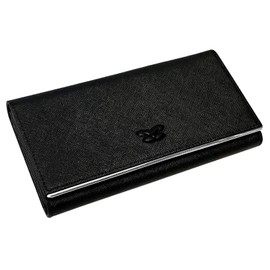 Bag & Belt Women's Long Saffiano Look Leather Lined Purse with Coin Compartment, black, womens purses