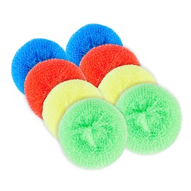 Restaurantware Plastic Dish Scrubbers, Pack of 40 Professional Assorted Scouring Pads, Colorful Non-Scratch Tight-Woven Plastic Mesh Round Scrubbers for Kitchen, Dishes, Countertop