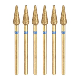 HARFINGTON 6pcs 120-140 Grits Diamond Grinding Bit 4.2mm Bullet-Head 2.35mm Shank 12mm Length Titanium Plated Stone Sanding Drill Bits Rotary Tool for Nails Grinding Polishing