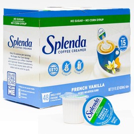 SPLENDA Taza de crema de café sin azúcar de una sola porción, vainilla francesa, 48 unidades, 624gr