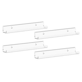 Set of 4 Clear Acrylic Floating Shelves 12 Inch, Wall Mounted Storage Shelves for Kids Books/Toys, Modern Display Ledge for Bathroom, Bedroom, Living Room & Kitchen