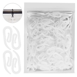 Yuhman 120 Pack Curtain Hooks Plastic White – 2.8cm x 1.2cm Premium & Heavy Duty Drapery Hooks - Ideal for Windows, Doors & Shower Curtains - Fits All Types of Curtains