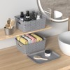 Wekioger Small Plastic Woven Basket, 6 Pack Grey Lidded Storage