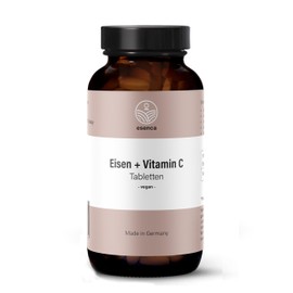 Esenca Iron Tablets with 40 mg Natural Vitamin C - Vegan & Laboratory Tested
