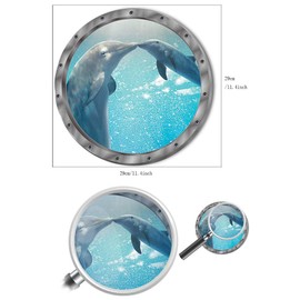 Wall Sticker 3D Window Dolphin Turtles Underwater World Dolphins Marine Living Room Bedroom Children's Room Decoration (Dolphin)