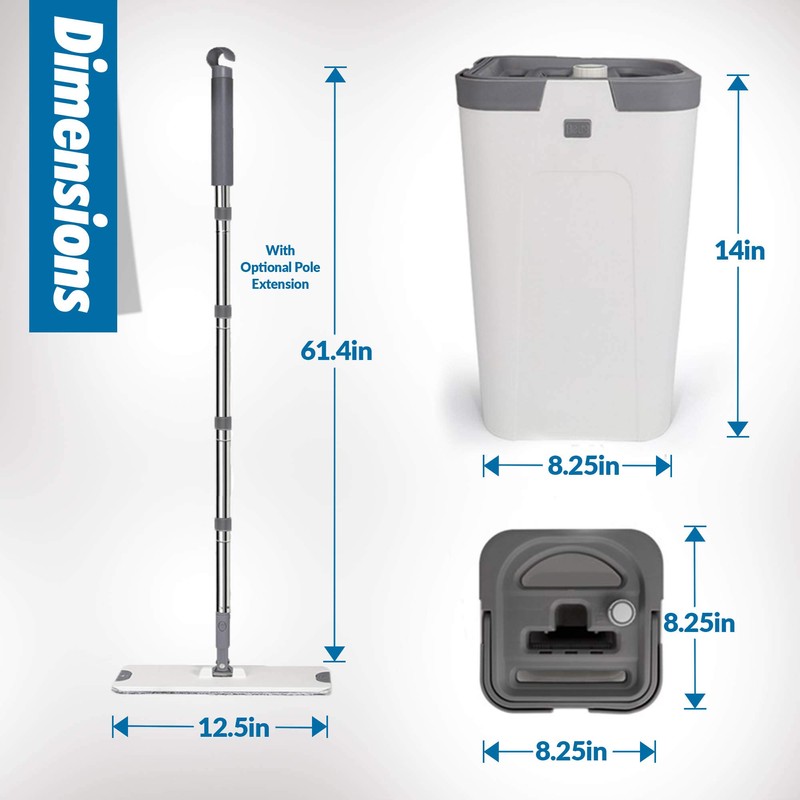 X3 Mop, Separates Dirty and Clean Water, 3-Chamber Design, Flat