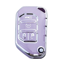 Yuebutor Key Fob Cover Case Compatible with 2018-2023 Wrangler JL JLU Gladiator JT Rubicon Sahara JLU Accessories (Purple-Single Set)