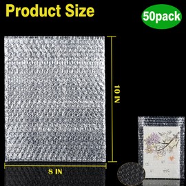 50Pcs 8 x 10 Inch Bubble Out Bag, Double Walled Wrap Pouches, Cushioning Protective Bubble Pouch for Shipping, Storage, Mailing Packing fragile item and Supplies Dishes Glass Plates Packaging