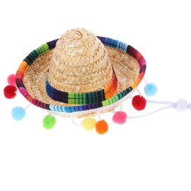 Cabilock Mini Sombrero Party Hats Mexican Hat Straw Party Supplies，5.9 Inch Costume Hats for Kids, Dolls, Pets