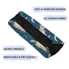 OTVEE Cats Astronauts on Space Headband for Women, Elastic Yoga Headwraps Hair Band Sweatband for Fitness Yoga Workout