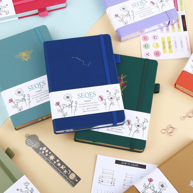 SeQeS A5 Bullet Dotted Journal Notebook | 160gsm Thick Bleedproof