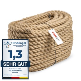 Seilwerk STANKE Seilwerk STANKE Juteseil Naturfasern gedreht Tauwerk Hanf Jute Tau Seil Tauziehen Absperrseil Handlauf 16mm 5m
