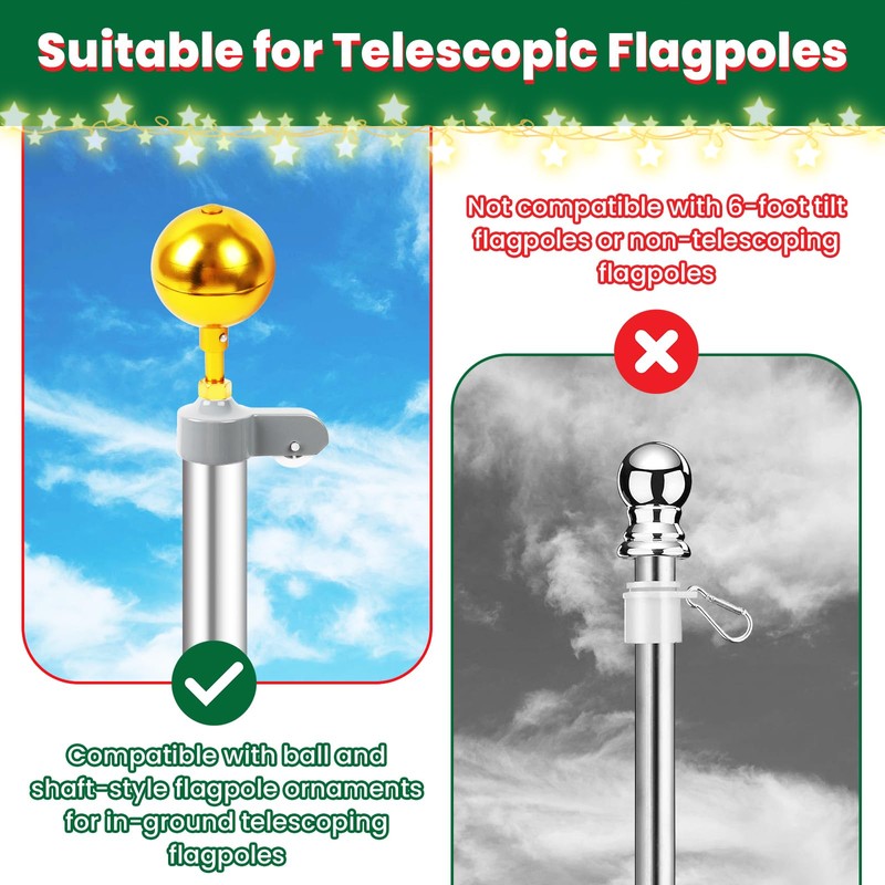 Nomanak Christmas Tree Flagpole Mega Topper Light Hook, Flag Pole