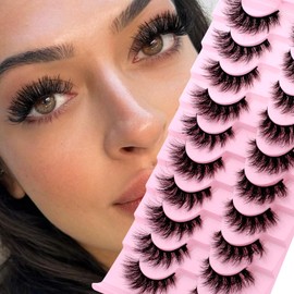 Fake Eyelashes Fluffy Strip Lashes Mink False Lashes Comfortable False Eyelashes By GEMERRY(10 Pairs, A04)