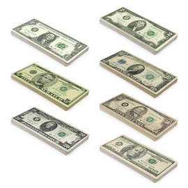 Scratch Cash Mini Bundle Dollar Old Style Money to Play (Real Size) 175 Banknotes - 7 Bundles of 25 x $1, 2, 5, 10, 20, 50 and 100