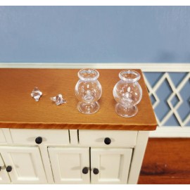 Streets Ahead Dollhouse Glass Candy Jars Pot Belly with Removable Lids 1:12 Scale Miniature