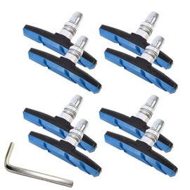 4Pairs V Bike Brake Pads Brake Blocks Bicycle Brake Blocks Set with Hex Nuts and Spacer 1 Hexagonal Spanner Included for Road Bikes Mountain Bikes