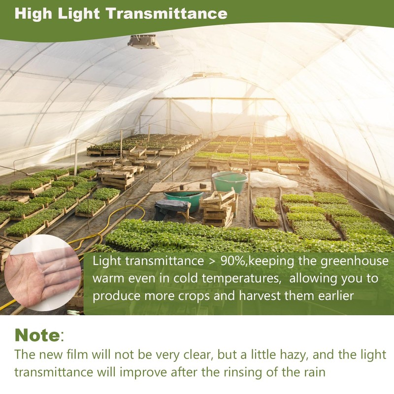 Greenhouse Plastic Sheeting, 24 x 25ft 6 mil Clear Greenhouse
