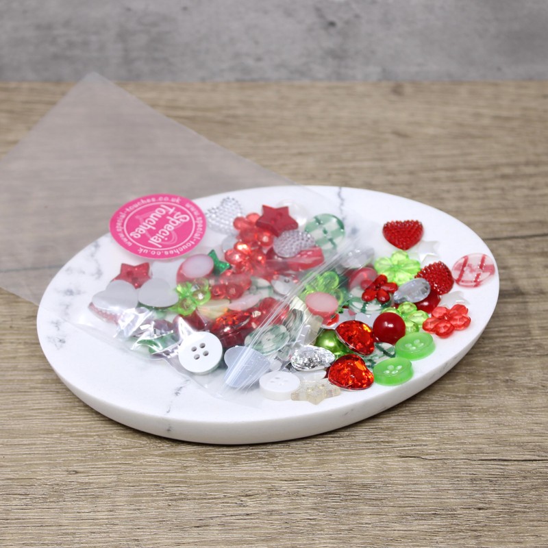 100pcs Christmas Acrylic Resin Flat Back Buttons for Card Making