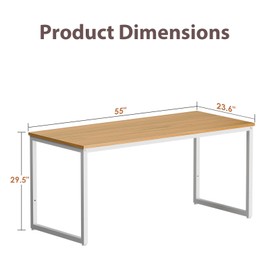 SEGAWE 55" Modern Computer Desk Study Workstation Home Office Desk for Bedroom Natural