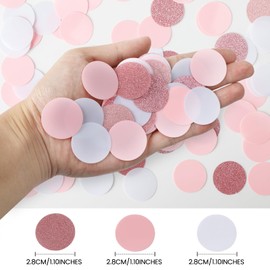 Milifox Tissue Paper Confetti Circles 60g Round Paper Table Confetti Dots for Wedding Birthday Party Anniversary Decoration Baby Shower Decor DIY Arts Craft (Rose gold Pink White Dots)