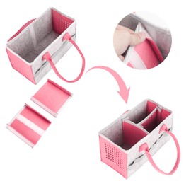 Chedin Carrying Bag Case for Toniebox Starter Set and Tonies Figurines, Home Outdoor Hand Storage Travel Felt Bag for Toniebox Accessories Protective Cover Organiser (Gray+Pink)